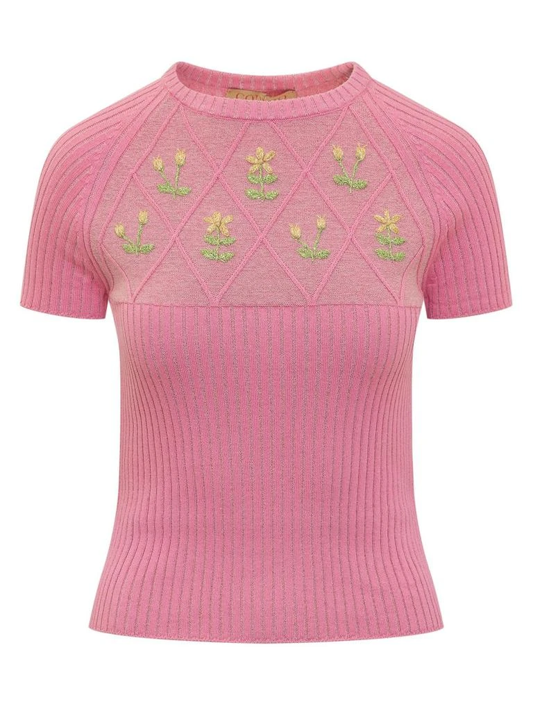 CORMIO Cormio Floral Embroidered Crewneck Top 1