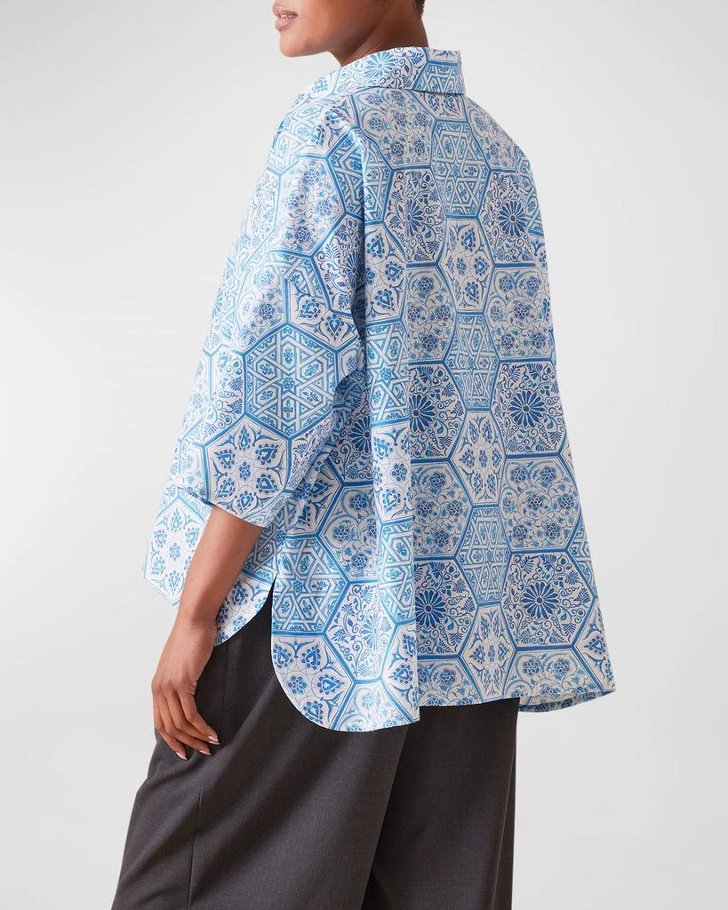 Eskandar Sloped Shoulder Wide A-Line Printed Shirt 5