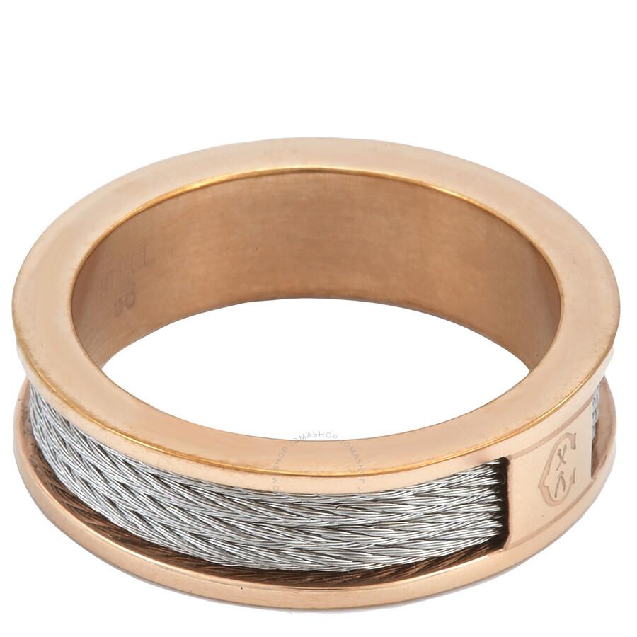 Charriol Forever Thin Rose Gold PVD Steel Cable Ring