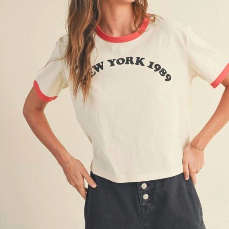 MIOU MUSE New York 1989 Ringer Tee In White 2