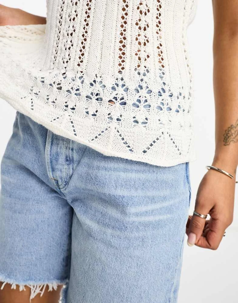 ONLY ONLY pointelle knitted vest top in white 3