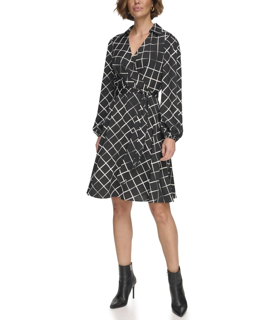 DKNY Balloon Sleeve Dress with Collar