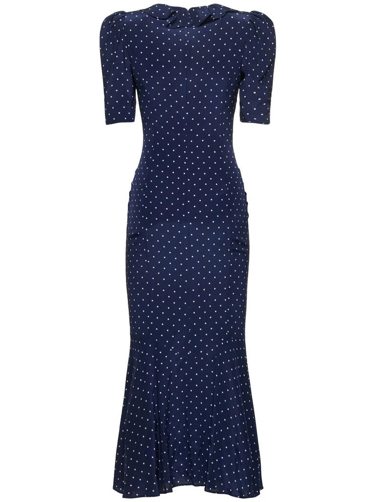 ALESSANDRA RICH Polka Dot Print Silk Midi Dress W/ruffle 4