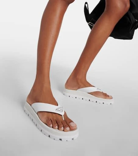 Prada Leather-trimmed thong sandals 4
