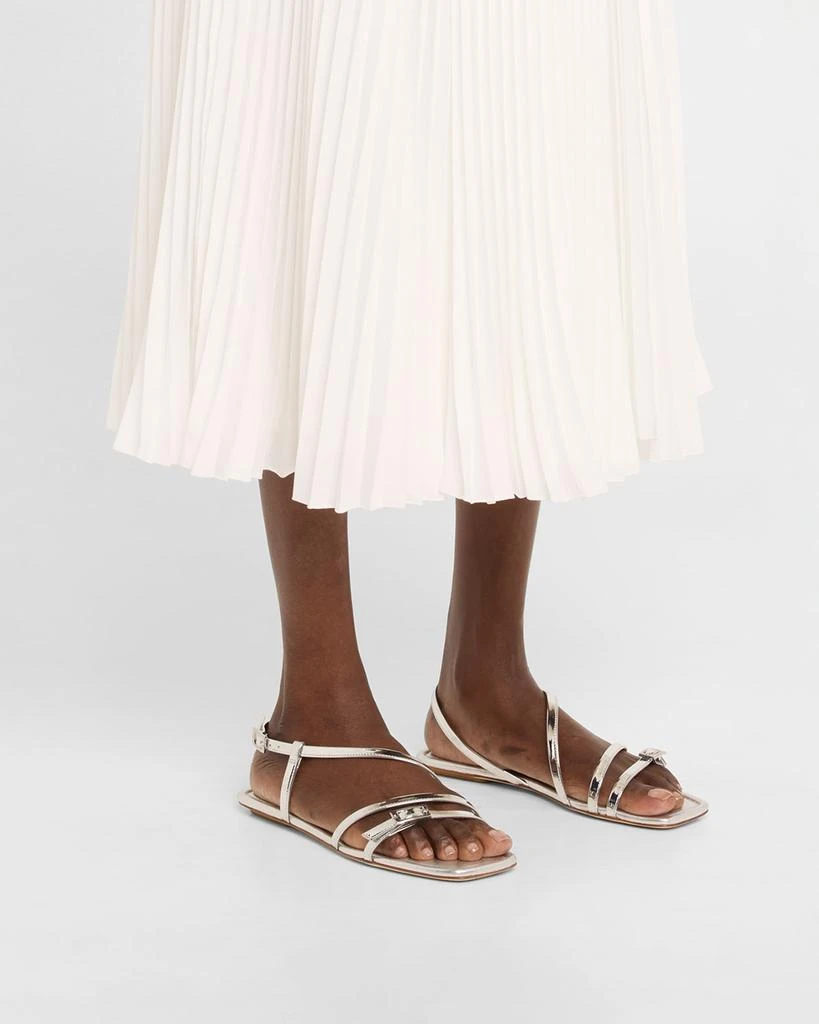 Stuart Weitzman Georgie Metallic Strappy Flat Sandals 2