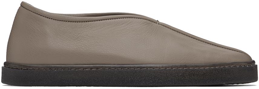 LEMAIRE SSENSE Exclusive Gray Piped Slippers