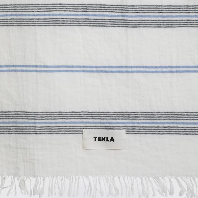 Tekla White beach towel with striped pattern 3