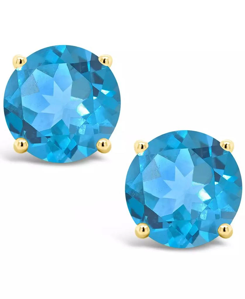 Macy's Round-Cut Gemstone Stud Earrings in 14K Yellow Gold 3