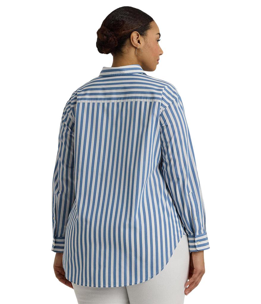 LAUREN Ralph Lauren Plus-Size Oversize Striped Cotton Broadcloth Shirt