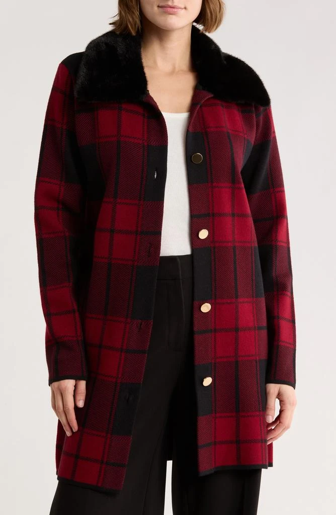 BY DESIGN Vancouver Faux Fur Trim Cardigan