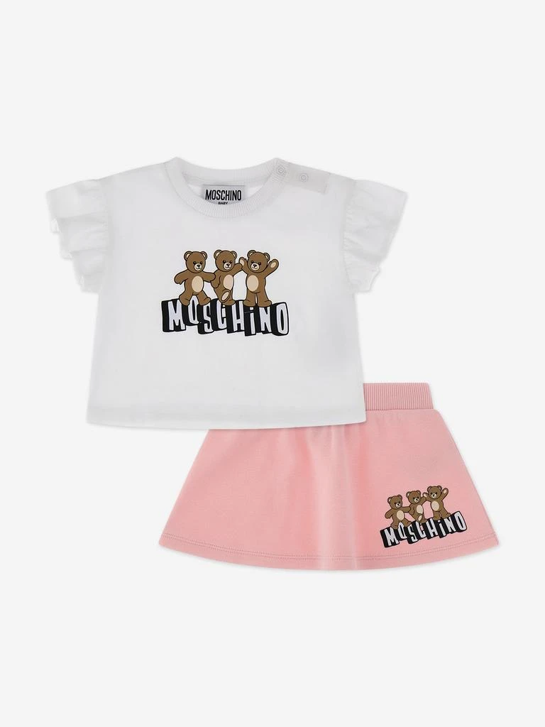 Moschino Moschino Baby Girls Teddy Bear Logo Skirt Set in Pink