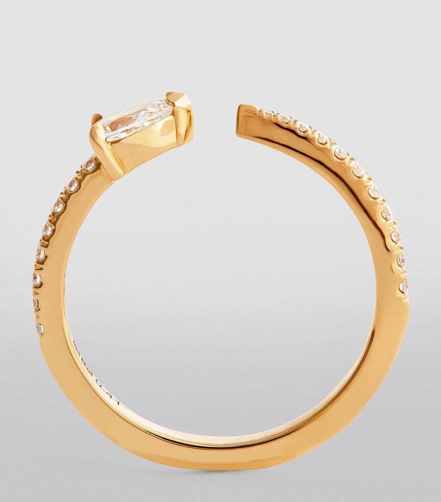 Engelbert Yellow Gold Diamond Pavé Drop Links Ring