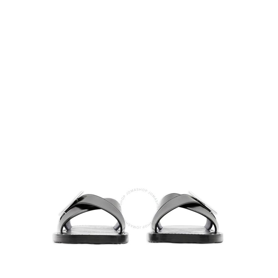 Burberry Burberry Strip Shield Leather Slides, Brand Size 41 ( US Size 8 )