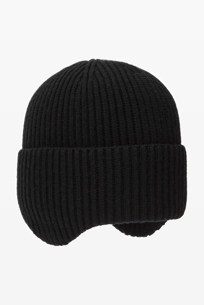 Alexander Wang logo earmuff beanie in ribbed wool stretch - Free 