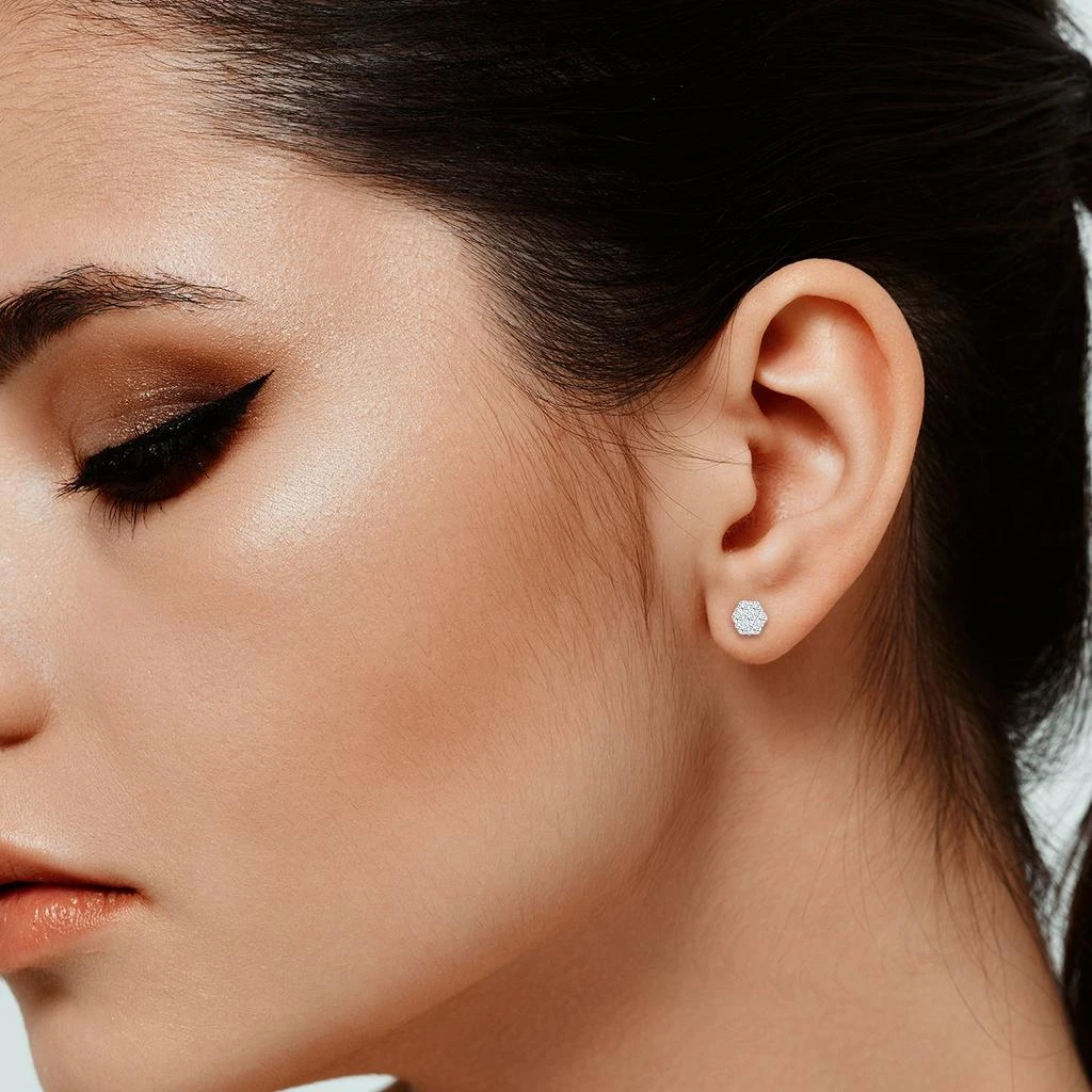 LuvMyJewelry Meadow 2.55 Ct TW Lab Grown Diamond Cluster Studs 14K Gold Earrings 5