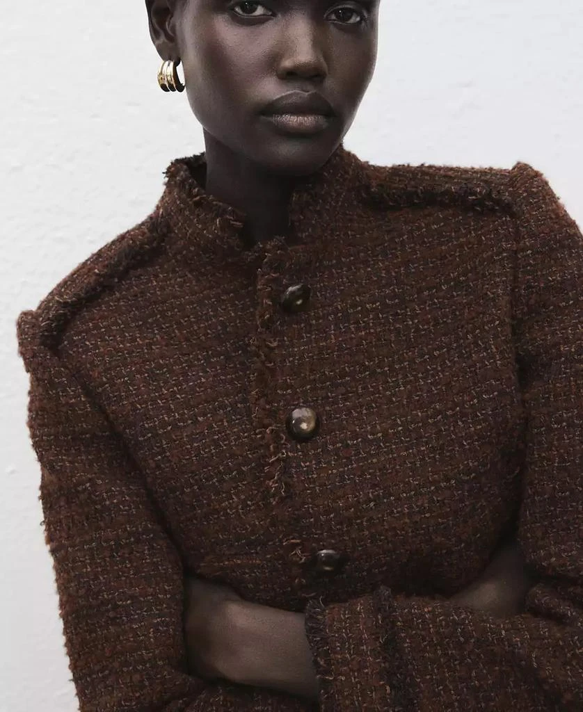 Mango Women
s Frayed Ends Tweed Jacket 6