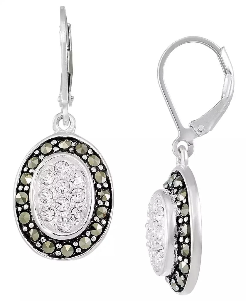 Macy
s Marcasite And Crystal (4 ct. t.w.) French Wire Oval Earrings in Sterling Silver