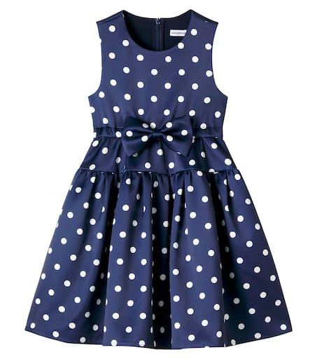 Bow-detail polka-dot taffeta dress