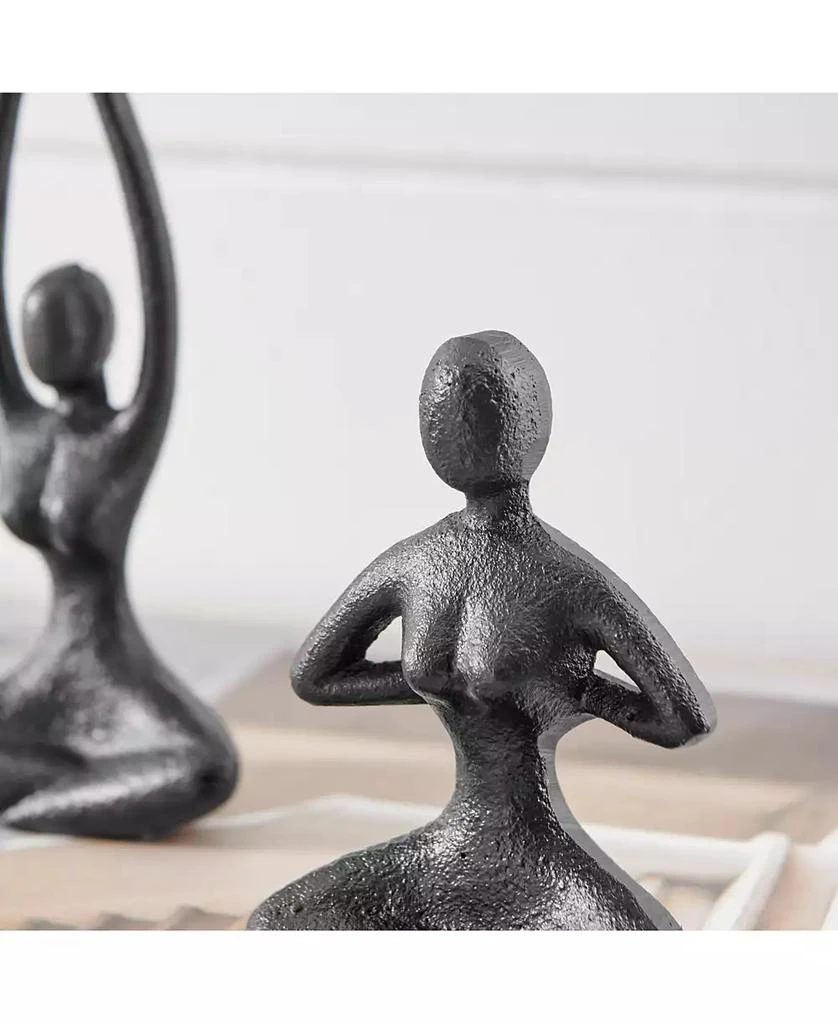 Danya B Dark Brown Cast Iron Female Peaceful Yoga Figures Sculptures Set of 3 Poses 4