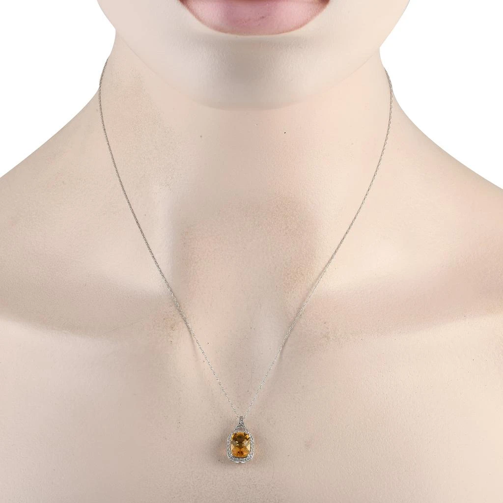 Non Branded 14K White Gold 0.13ct Diamond and Citrine Pendant Necklace PD4-15472WCIT 2