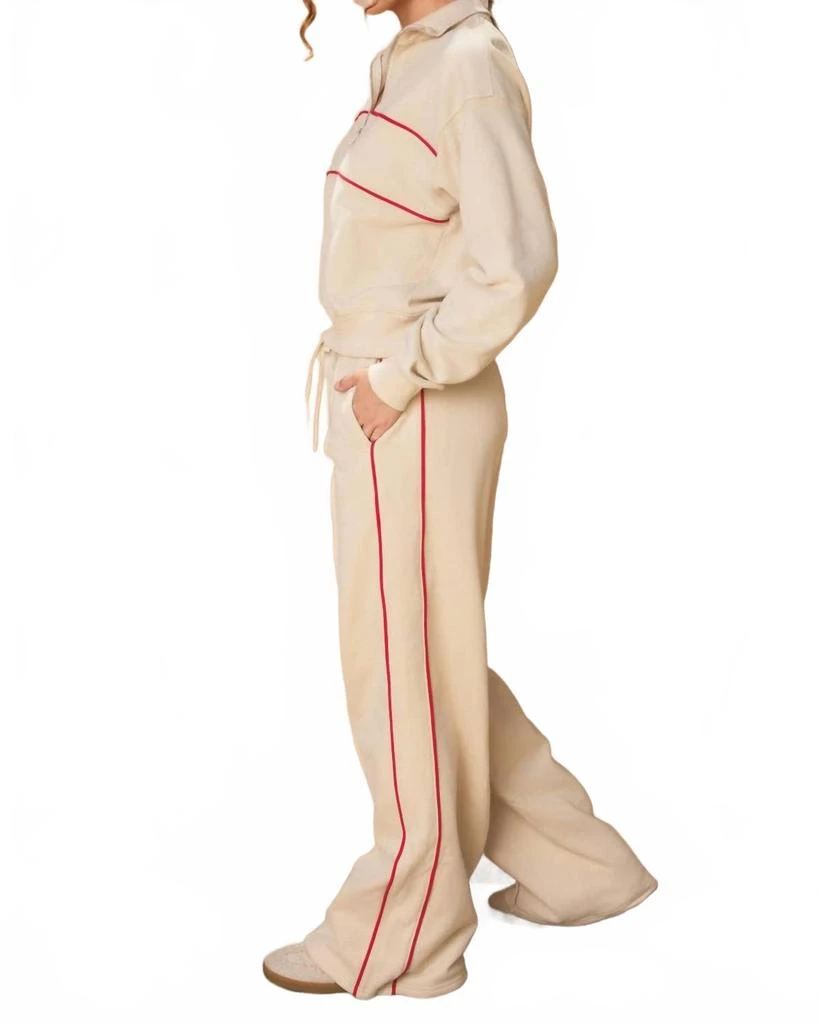 Dress Forum Track Stripe Wide Leg Sweatpants In Cream 2