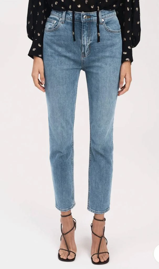 Derek Lam Eden 5 Pocket Slim Straight Leg Jean In Medium Dark Wash 1