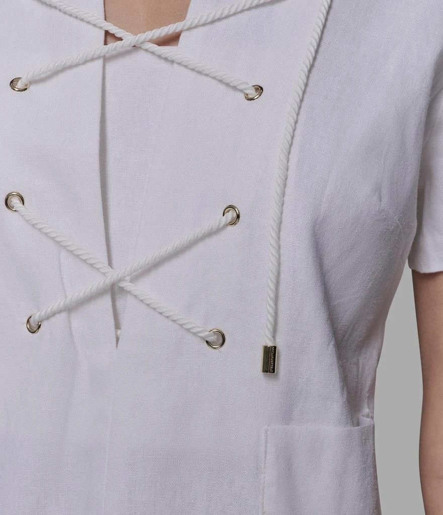 Karl Lagerfeld Paris SHORT SLEEVE LACE UP LINEN DRESS 6