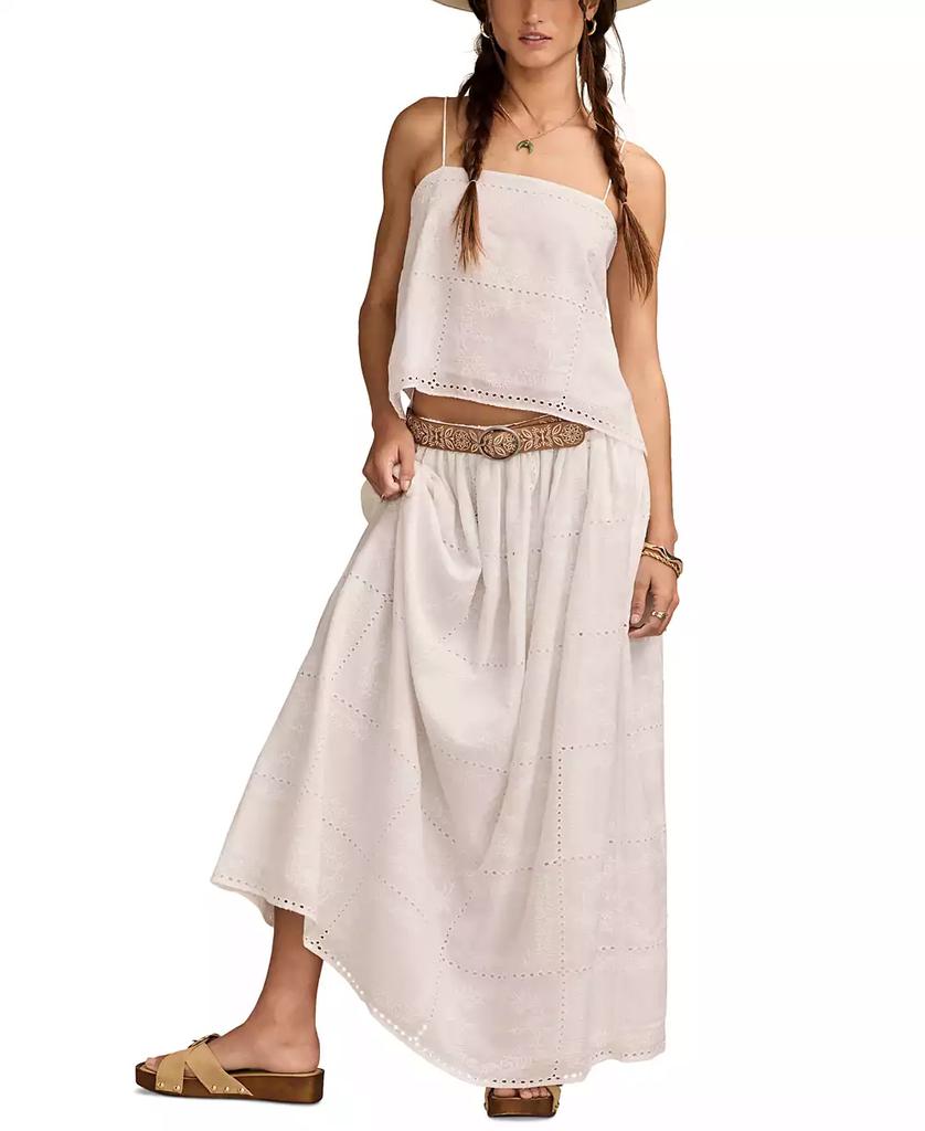 Lucky Brand Women's Embroidered Breezy Eyelet Maxi Skirt