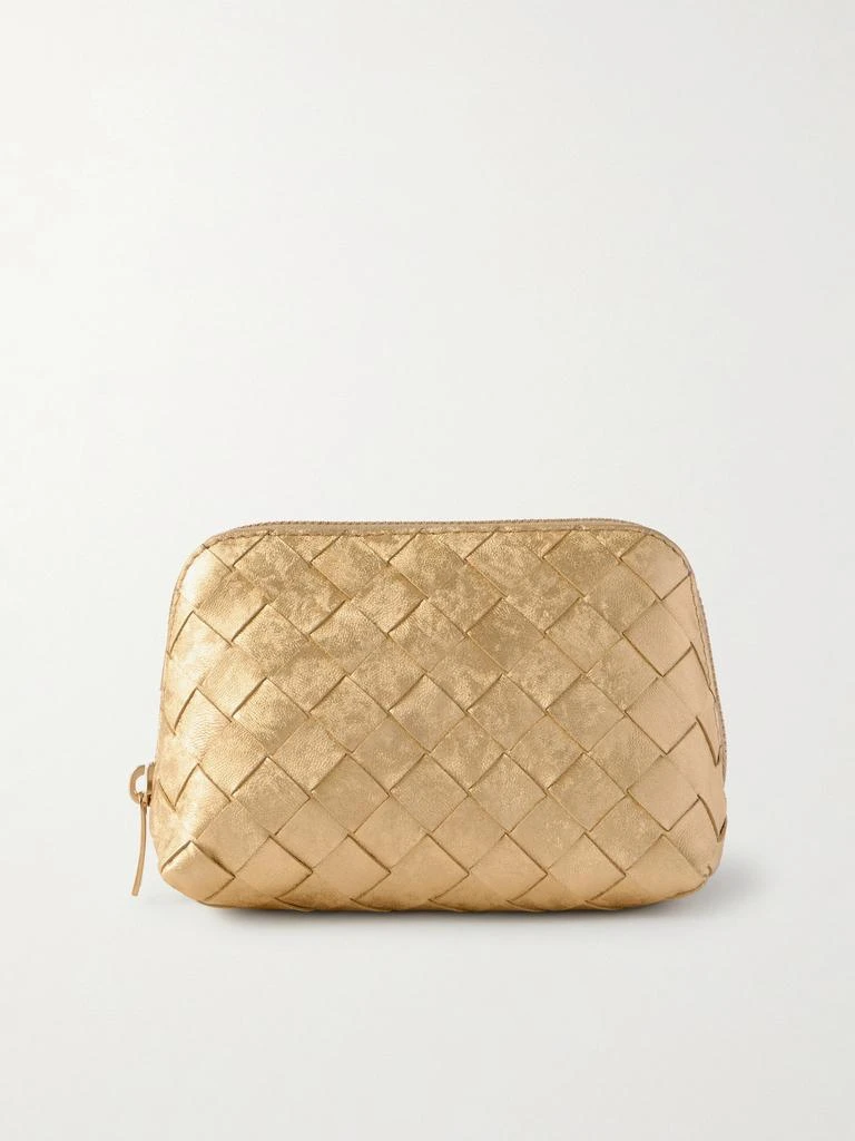Bottega Veneta Intrecciato Distressed Metallic Leather Pouch