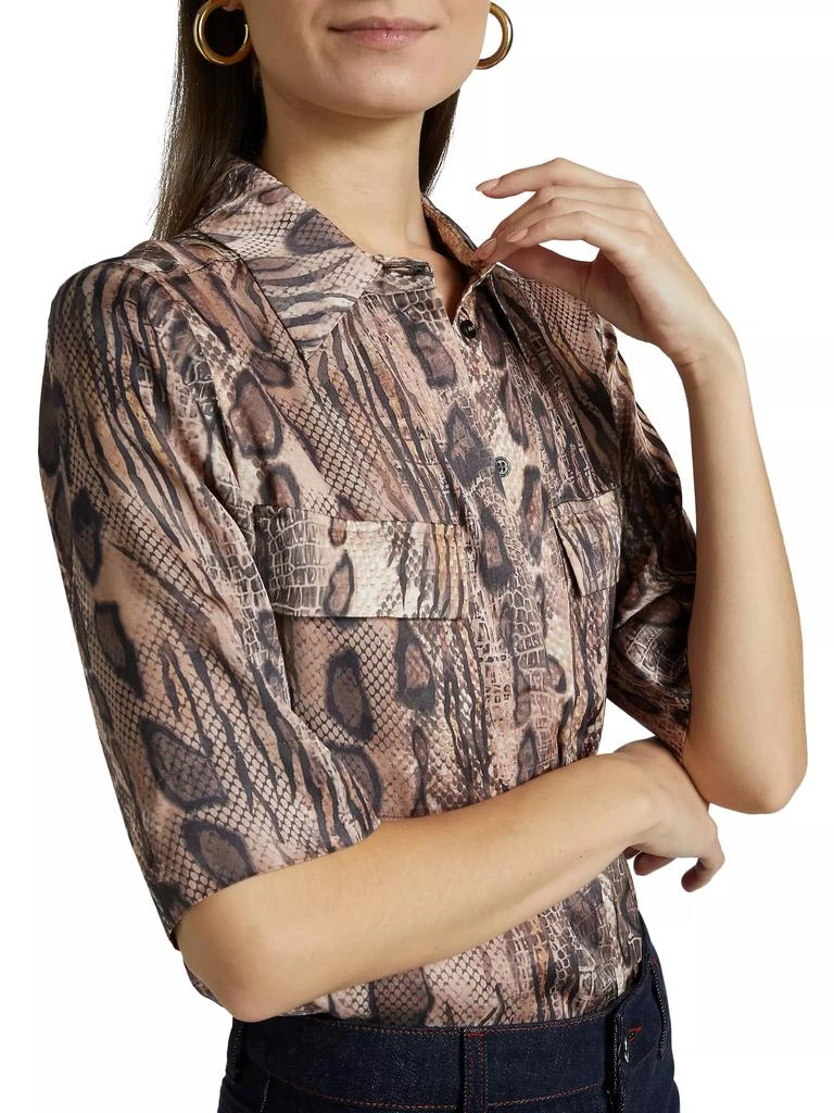 REISS Maya Snake-Print Short-Sleeve Shirt 6