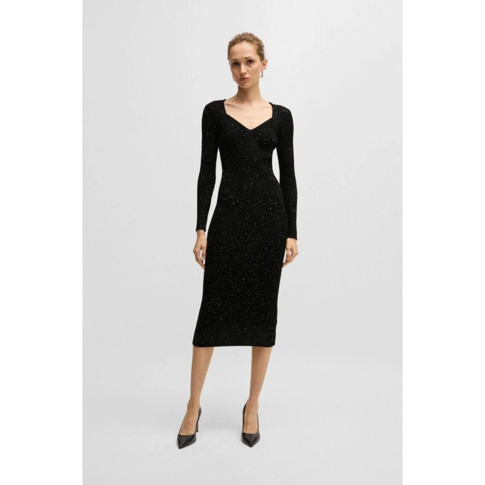 Hugo Boss Long-sleeved knitted dress with sequin embellishments 3