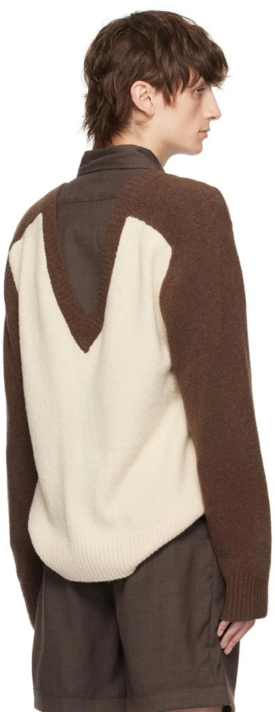 The World Is Your Oyster Brown & Off-White Convertible Sweater 3