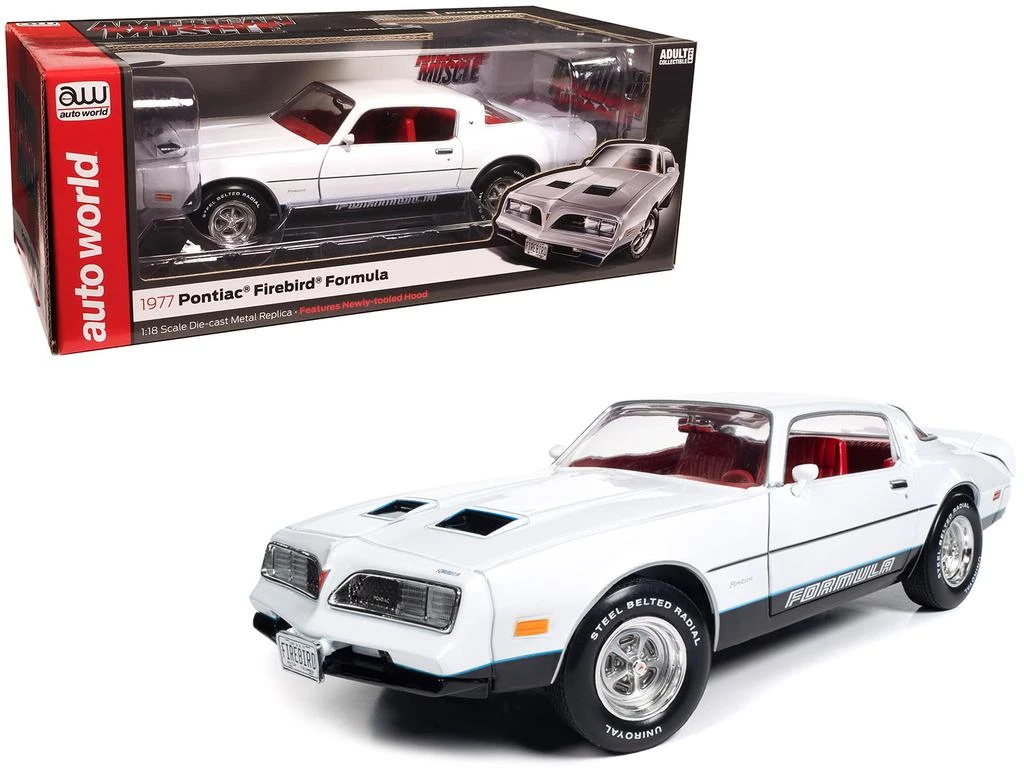 Autoworld 1977 Pontiac Firebird Formula Cameo White with Red Interior "American Muscle" Series 1/18 Diecast Model Car by Auto World 3