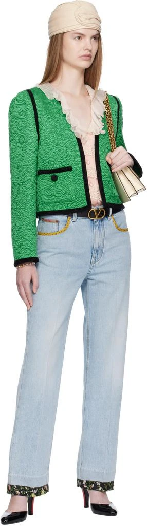 Valentino Blue Embroidered Denim Jeans 5