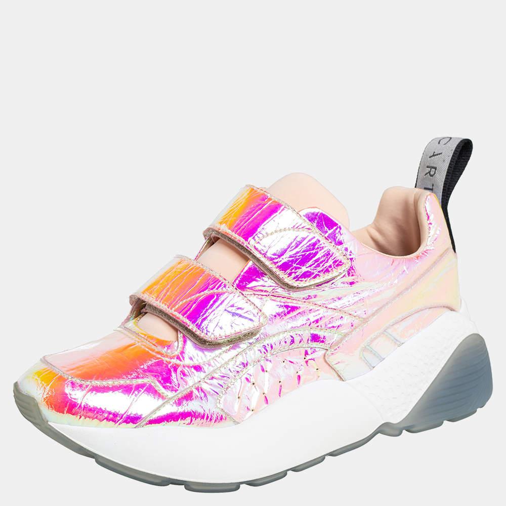 Stella McCartney Stella McCartney Multicolor Holographic  Faux Leather Velcro Strap Sneakers Size 39