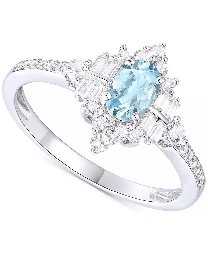 Macy's Santa Maria Aquamarine (1/2 ct. t.w.) & Diamond (3/8 ct. t.w.) Halo Ring in 14k White Gold 1