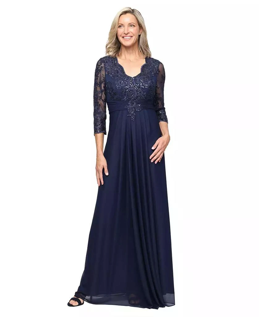 Alex Evenings Petite V-Neck A-Line Gown