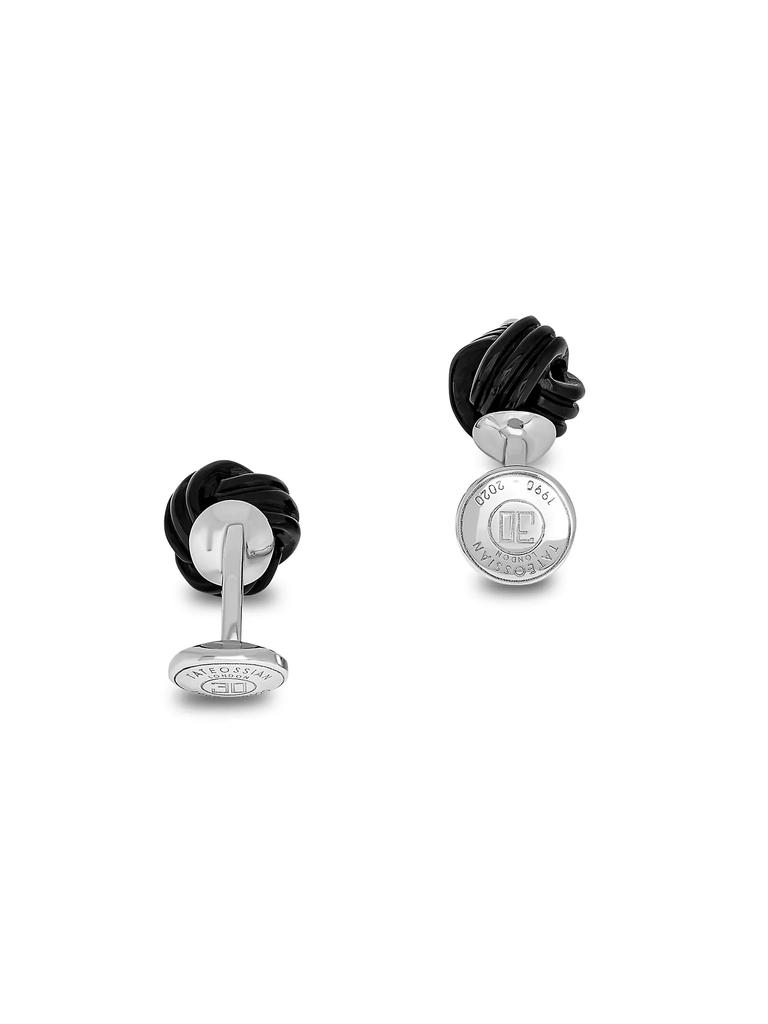 Tateossian Onyx & Sterling Silver Knot Cufflinks