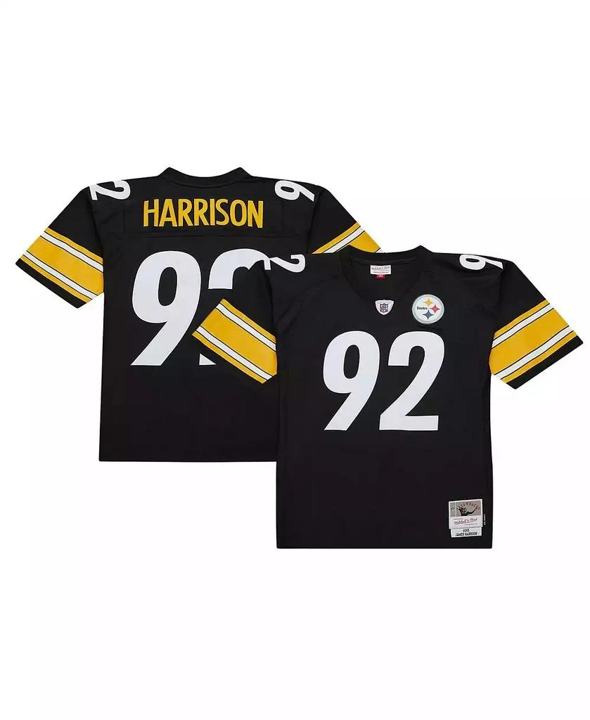 Mitchell & Ness Men's James Harrison Black Distressed Pittsburgh Steelers Legacy Replica Jersey 1