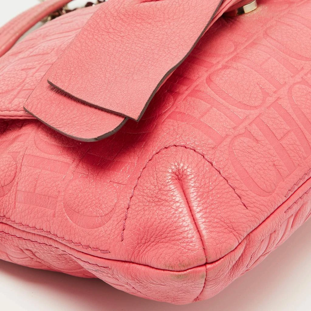 CH Carolina Herrera CH Carolina Herrera Pink Monogram Embossed Leather Audrey Shoulder Bag 20