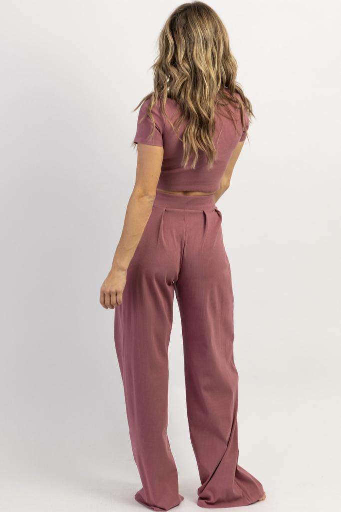 Minco RIBBED PALAZZO PANT SET