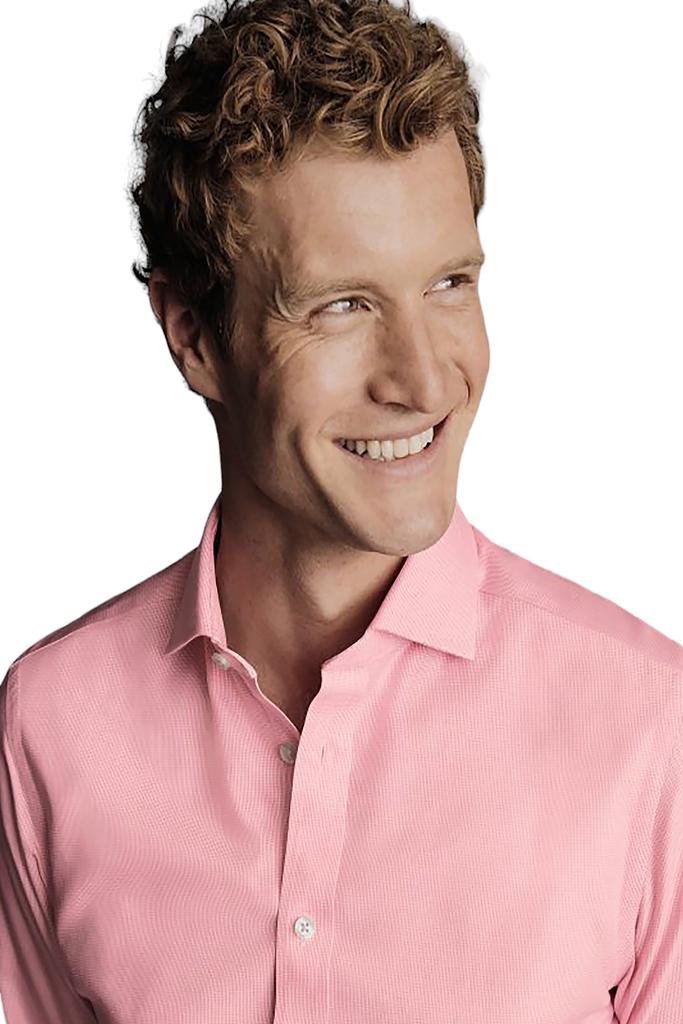 Charles Tyrwhitt Men's Non-Iron Clifton Weave Cutaway Slim Fit Shirt Single Cuff