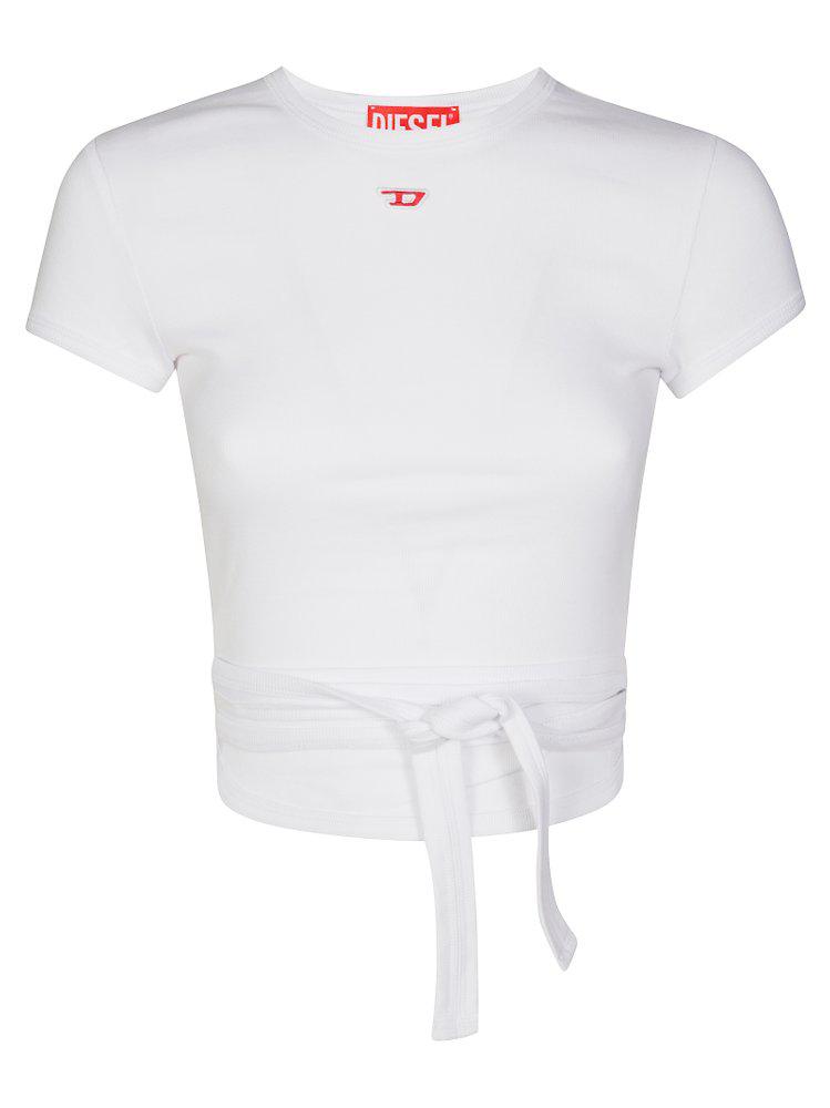 Diesel Diesel Logo Embrpidered Tied-Waist Ribbed Top