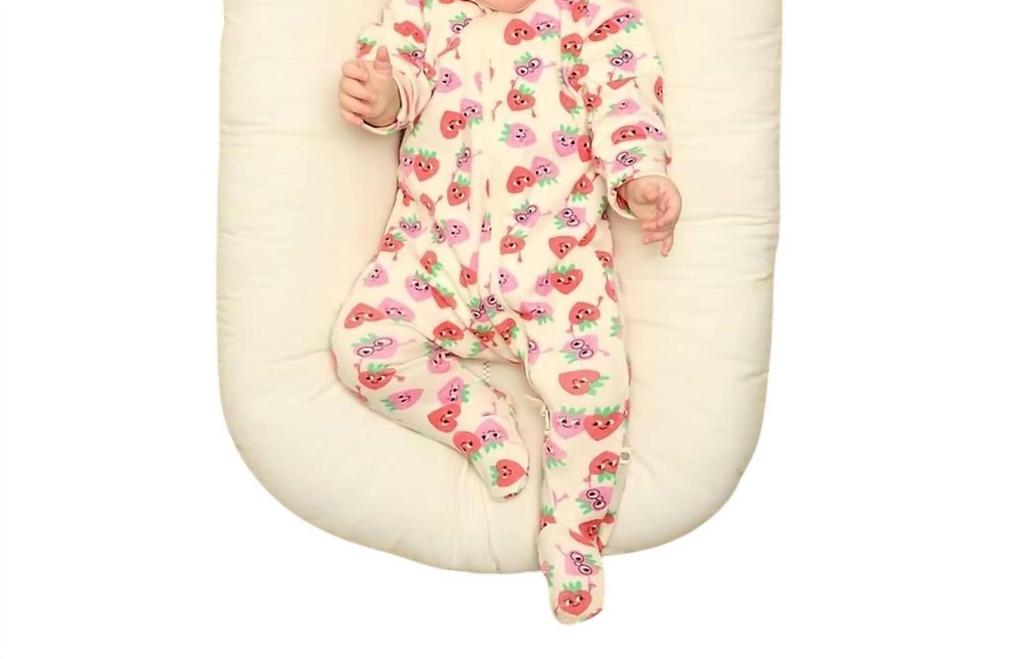 The Bonnie Mob Babys Strawberry Zip Front Sleepsuit In Red