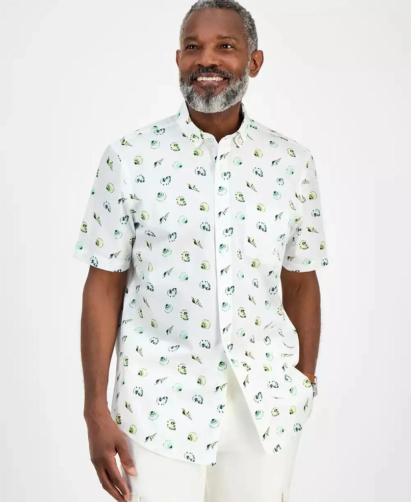 Club Room Men's Short Sleeve Seashell Print Button-Down Shirt, Exclusively at Macy's 1