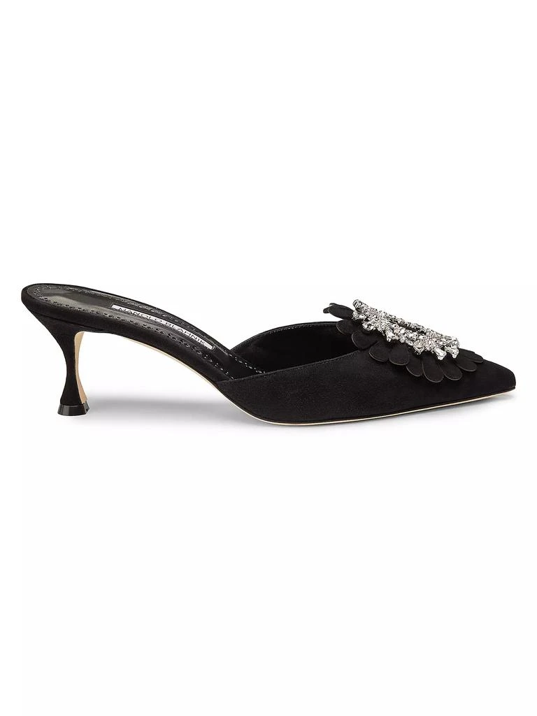 Manolo Blahnik Shogmu Jewel-Embellished Suede Mules 1