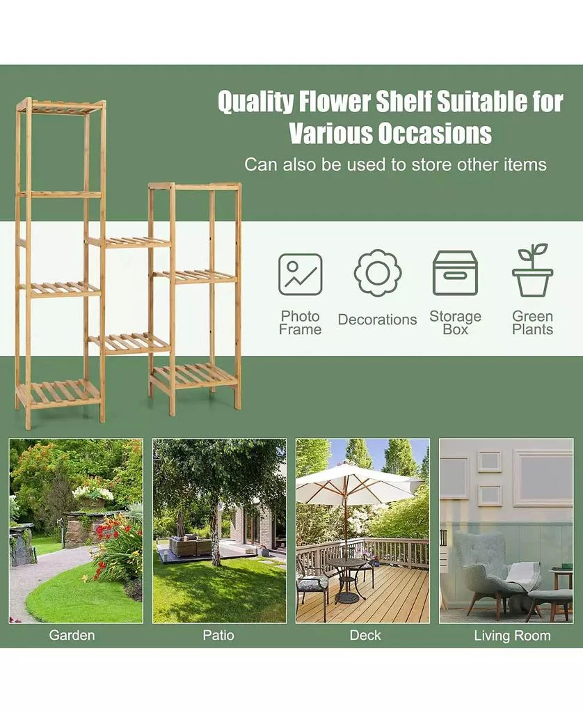 SUGIFT 9-Tier Bamboo Plant Stand for Living Room Balcony Garden 9