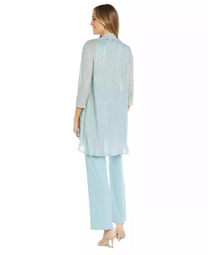 R & M Richards Women's Metallic Jacket, Necklace Top & Pants Set 3