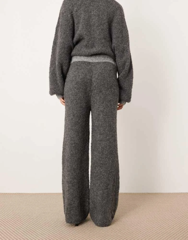 ASOS ASOS EDITION boucle knit wide leg trouser co-ord in charcoal 3