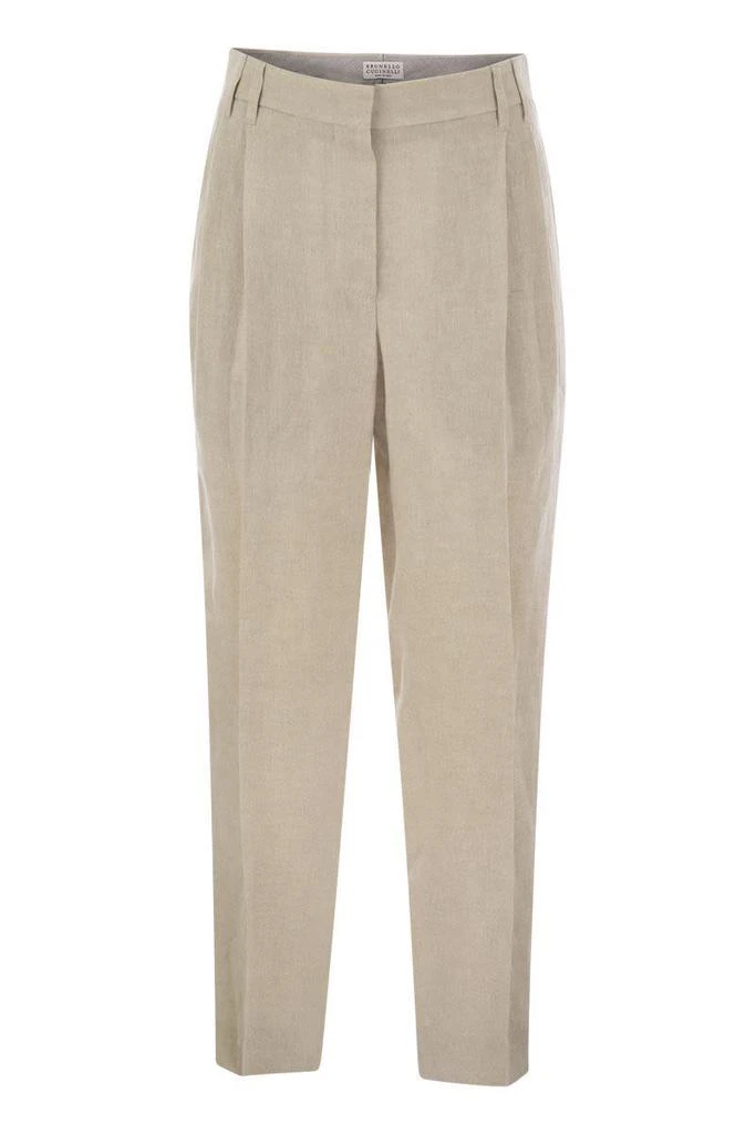 Brunello Cucinelli Brunello Cucinelli Slouchy Trousers In Sparkling Linen Canvas With Jewellery 1